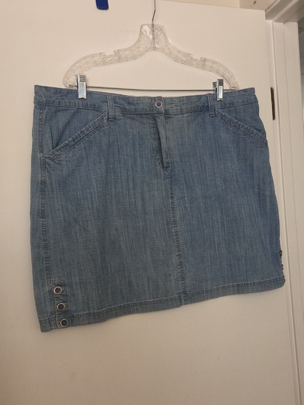 Karen Scott Blue Denim Skort with Grommet Detail